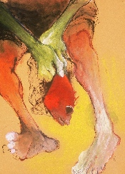 Série Poulets - papier marouflé sur toile - huile et pastel - 140 x 100 cm - 2002